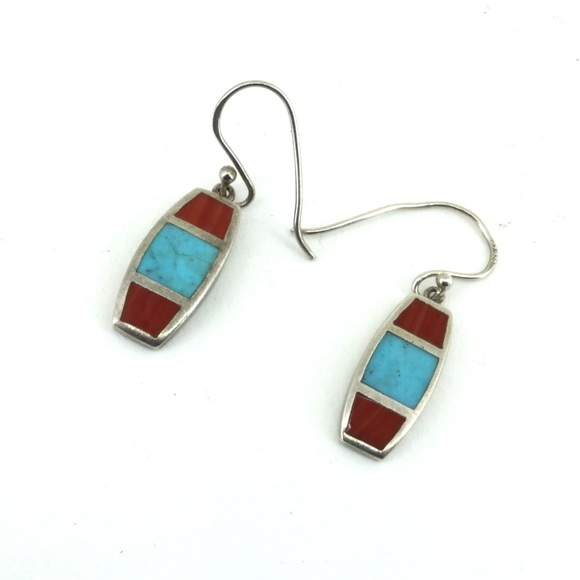 Jewelry - Vintage - Silver, Turquoise and Agate Earrings